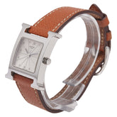エルメス Hウォッチ 腕時計 HH1.210 クオーツ シルバー文字盤 ステンレススチール レザー レディース HERMES 【中古】